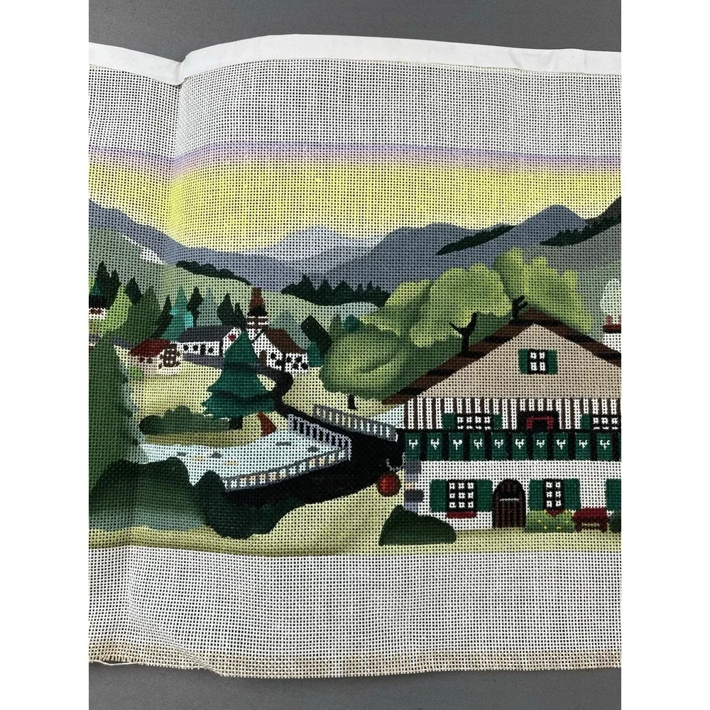 Dede Handpainted Needlepoint Canvas  Countryside Village England Landscape
